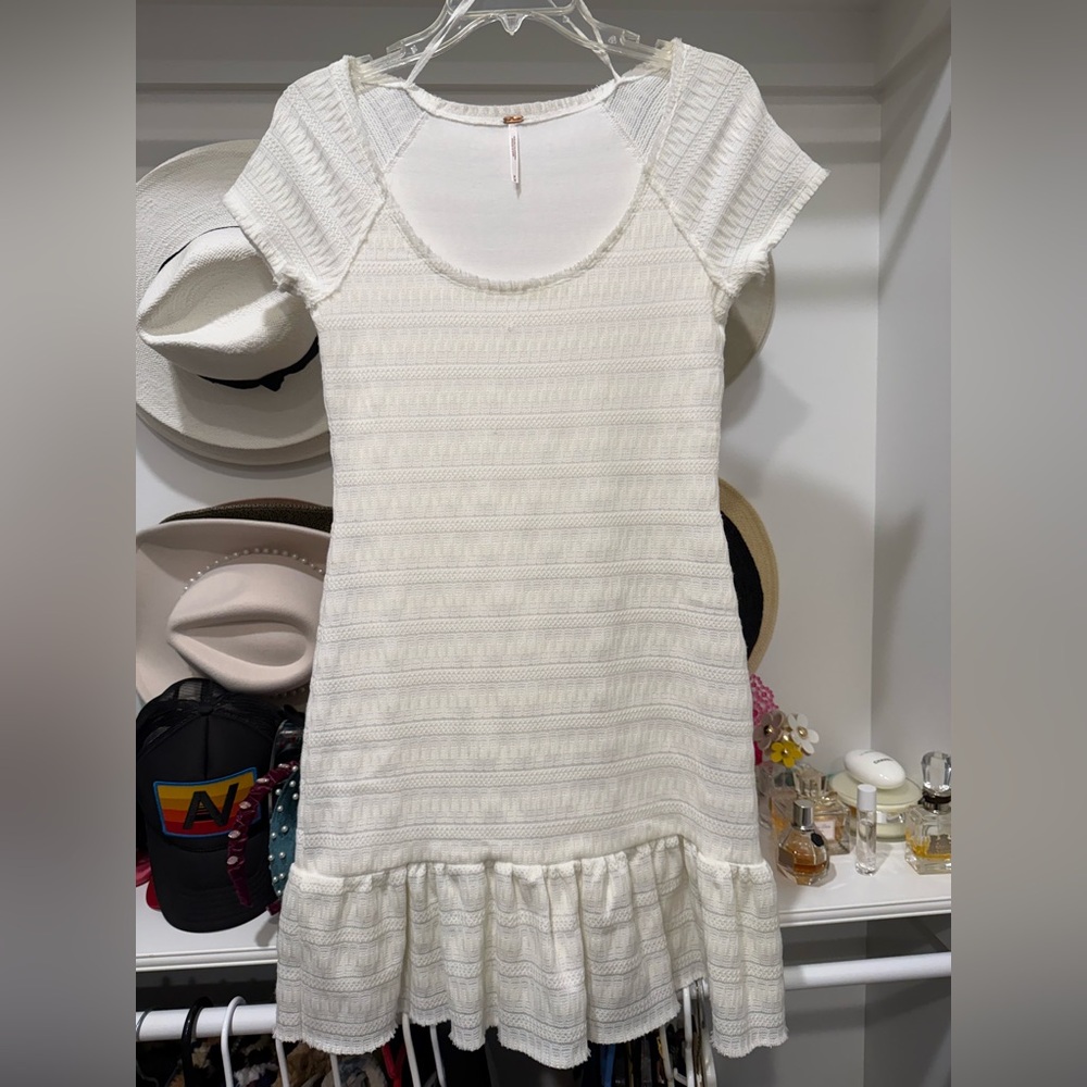Free People Cream Textured Dress